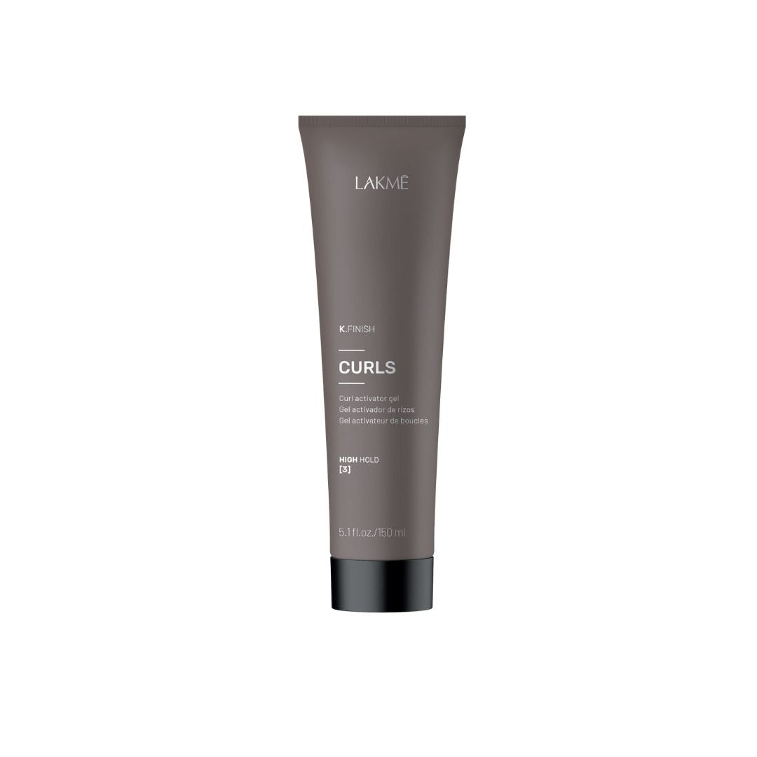 K.Finish Curls Curl Activator Gel in a sleek tube, designed for strong hold and defined curls, 150ml.