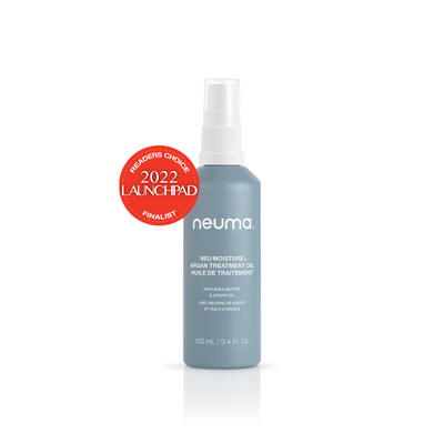Neu Moisture Argan Oil treatment in a spray bottle, lightweight formula for nourishing and shine. Readers Choice 2022 Finalist.