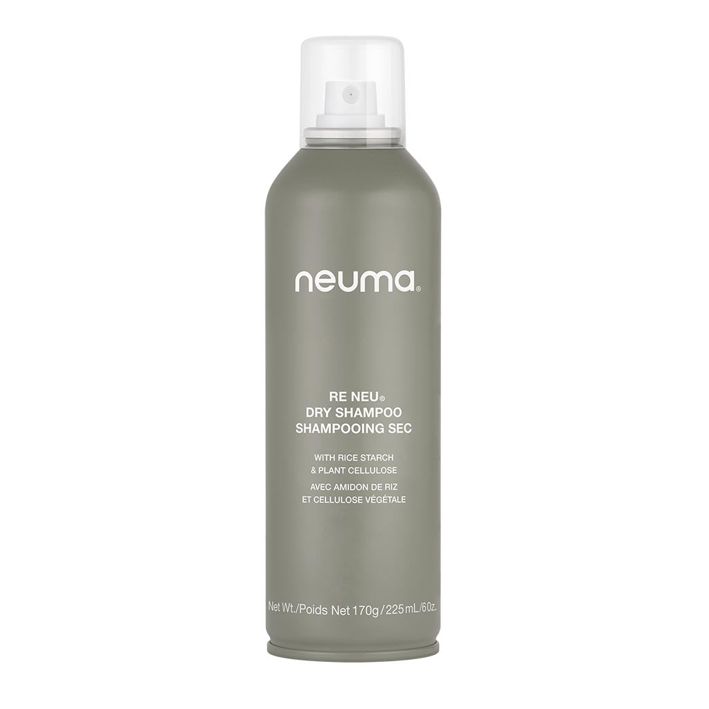 Neuma Re Neu Dry Shampoo spray can, fast-absorbing, coconut aroma, talc-free, revitalizes and volumizes hair.