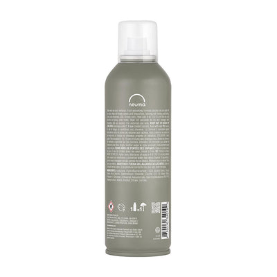Neuma Re Neu Dry Shampoo bottle, talc-free formula, absorbs oils, adds lift, and refreshes hair with a coconut aroma.