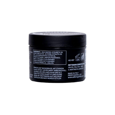 Classic Pomade container showcasing ingredients and product details, perfect for sculpting short haircuts.