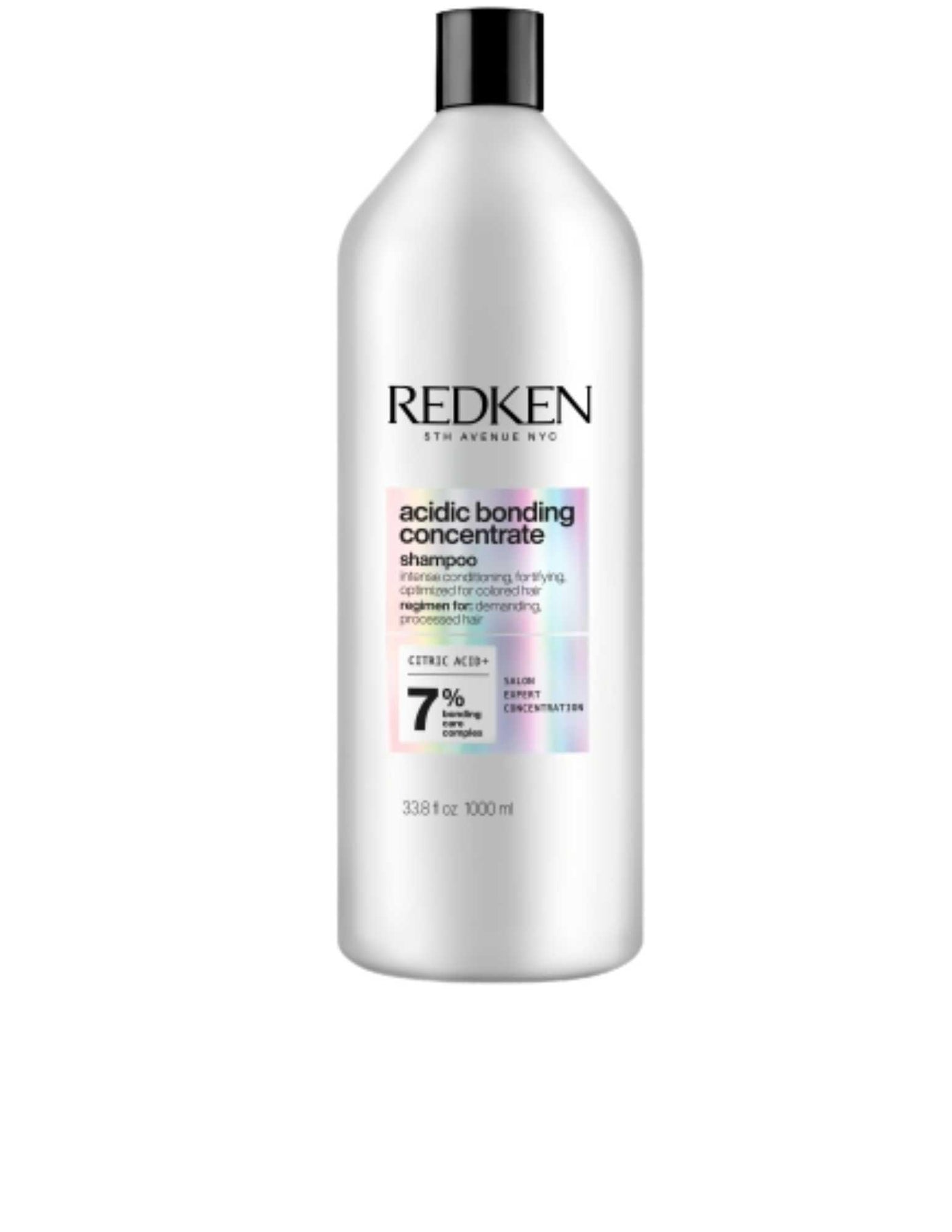 Redken Acidic Bonding Concentrate 1L Shampoo bottle, designed to strengthen and repair hair bonds for all hair types.