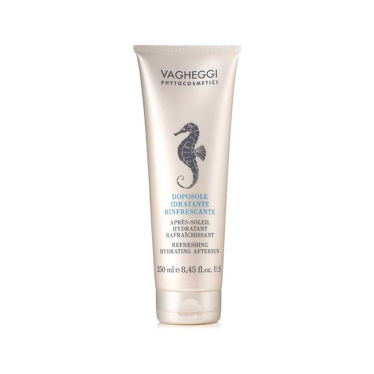 Refreshing hydrating after sun cream tube with nourishing ingredients for calming redness and extending tan.