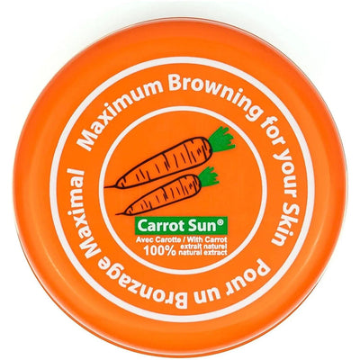 Carrot Sun tanning cream with carrot extract, promoting maximum browning for deeper, long-lasting tans.