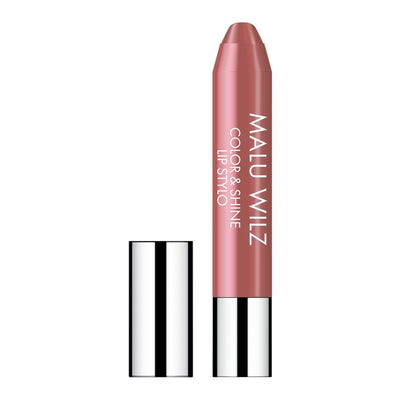 Malu Wilz Color & Shine Lip Pencil in soft pink, featuring glossy finish and twist-up design for easy application.