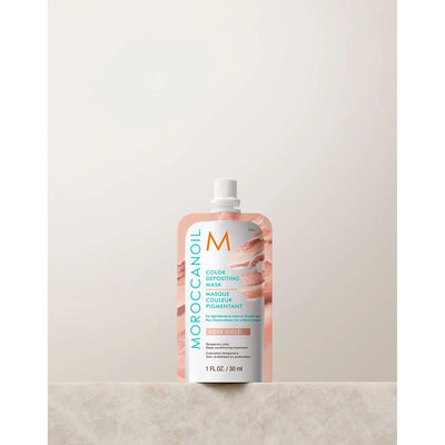 Moroccanoil Color Depositing Mask 30ml in Rose Gold, a rejuvenating hair mask for vibrant color enhancement.
