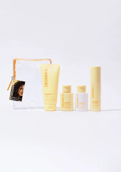 Curl Discovery Kit featuring BOUNCE.ME products for defined, bouncy curls, including shampoo, conditioner, curl balm, and spray gel.