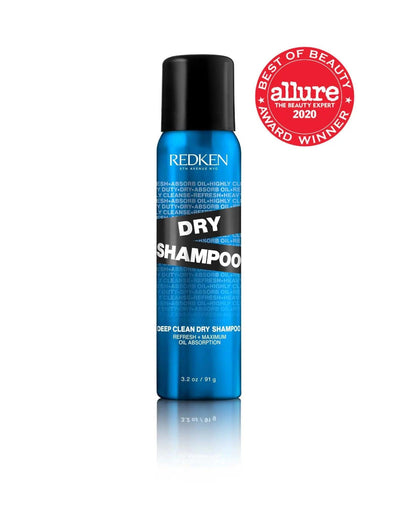 Redken Deep Clean Dry Shampoo canister, award-winning formula for oil absorption and refreshing hair.