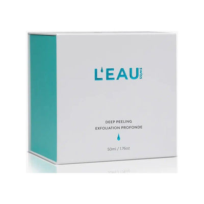 Deep Peeling product packaging by L'Eau, designed for gentle exfoliation and deep pore cleansing. 50ml size.