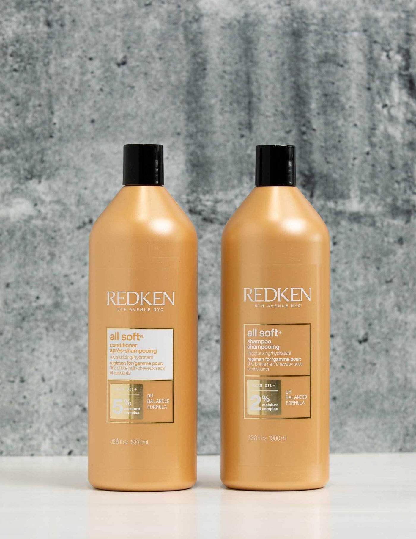 Redken Duo Liters All Soft Shampoo and Conditioner set for intense hydration of dry hair.