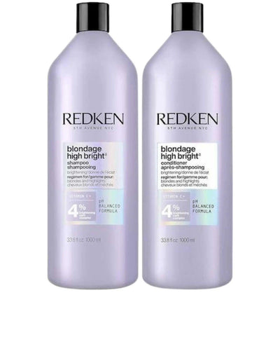 Redken Duo Liters - Blondage High Bright Shampoo and Conditioner for enhancing vibrant blonde hair.