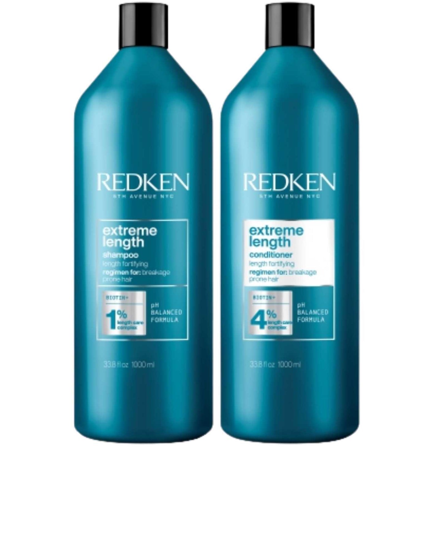 Redken Duo Liters Extreme Length Shampoo and Conditioner set for strong, healthy hair growth. Suitable for all hair types.