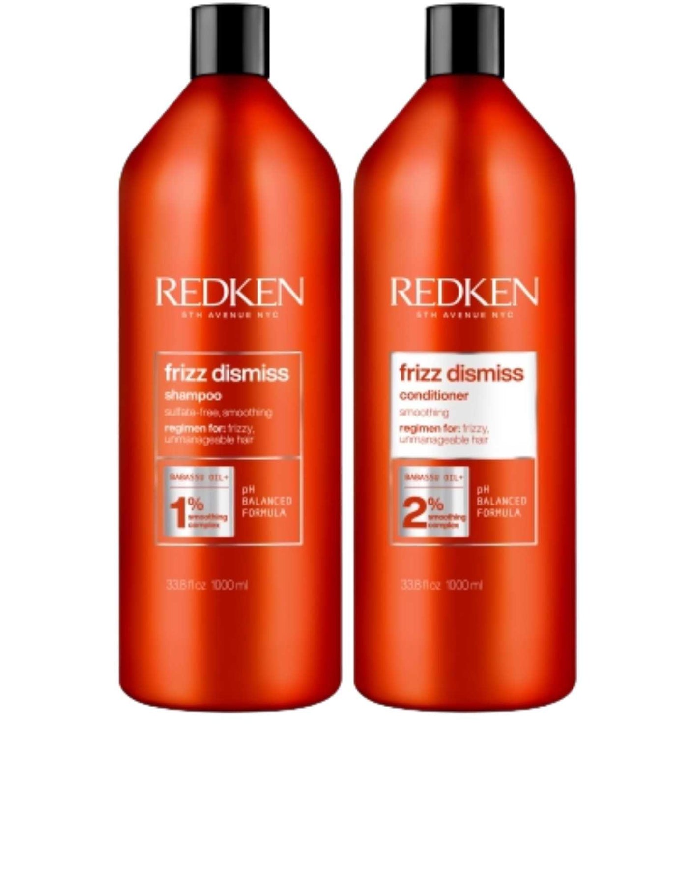 Redken Duo Liters Frizz Dismiss Shampoo and Conditioner set for smooth, manageable, and vibrant hair.