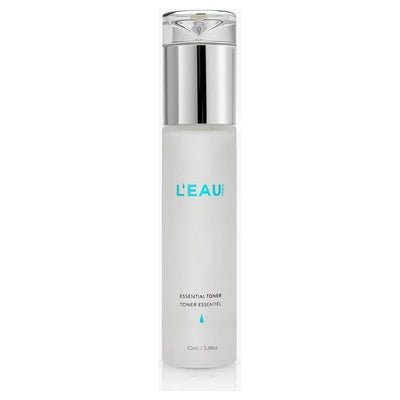 L'Eau Essential Toner bottle for firming skin, minimizing pores, and combating aging signs with Snow Algae and Allantoin.