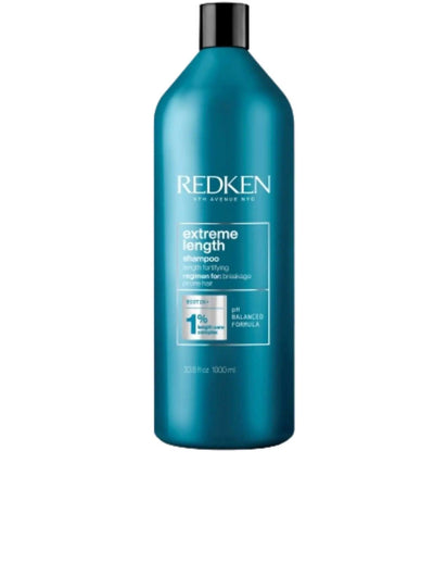 Redken Extreme Length Shampoo 1L bottle for strengthening and promoting healthy hair growth.