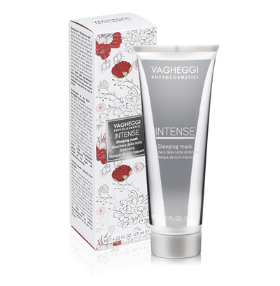 Intense Sleeping Mask by Vagheggi, 125ml tube with floral packaging for radiant skin overnight.