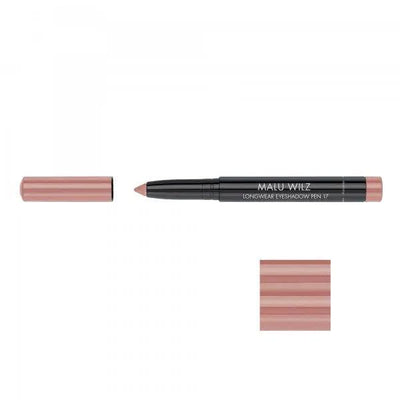 Malu Wilz Long-Lasting Eyeshadow Pen in nude shade, showcasing the pen and swatch for easy eye makeup application.