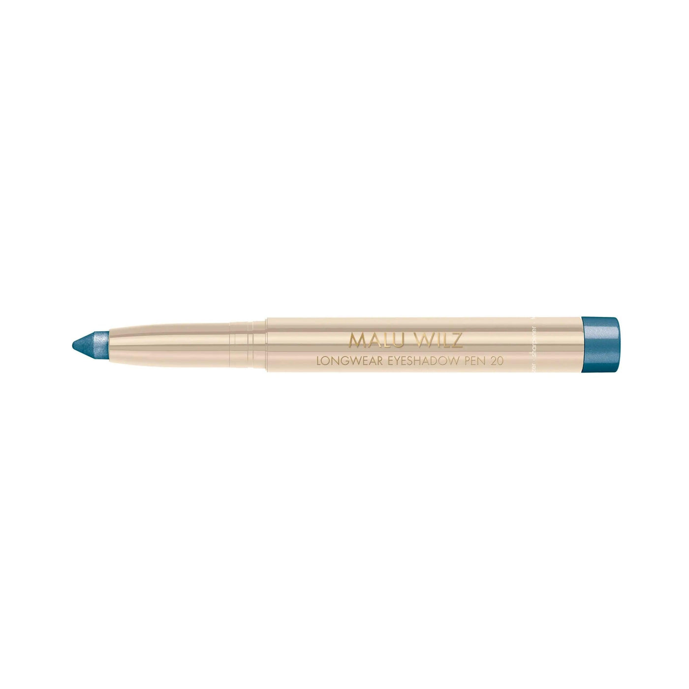 Malu Wilz Long-Lasting Eyeshadow Pen in teal color, offering crease-resistant, long-wearing eye makeup.
