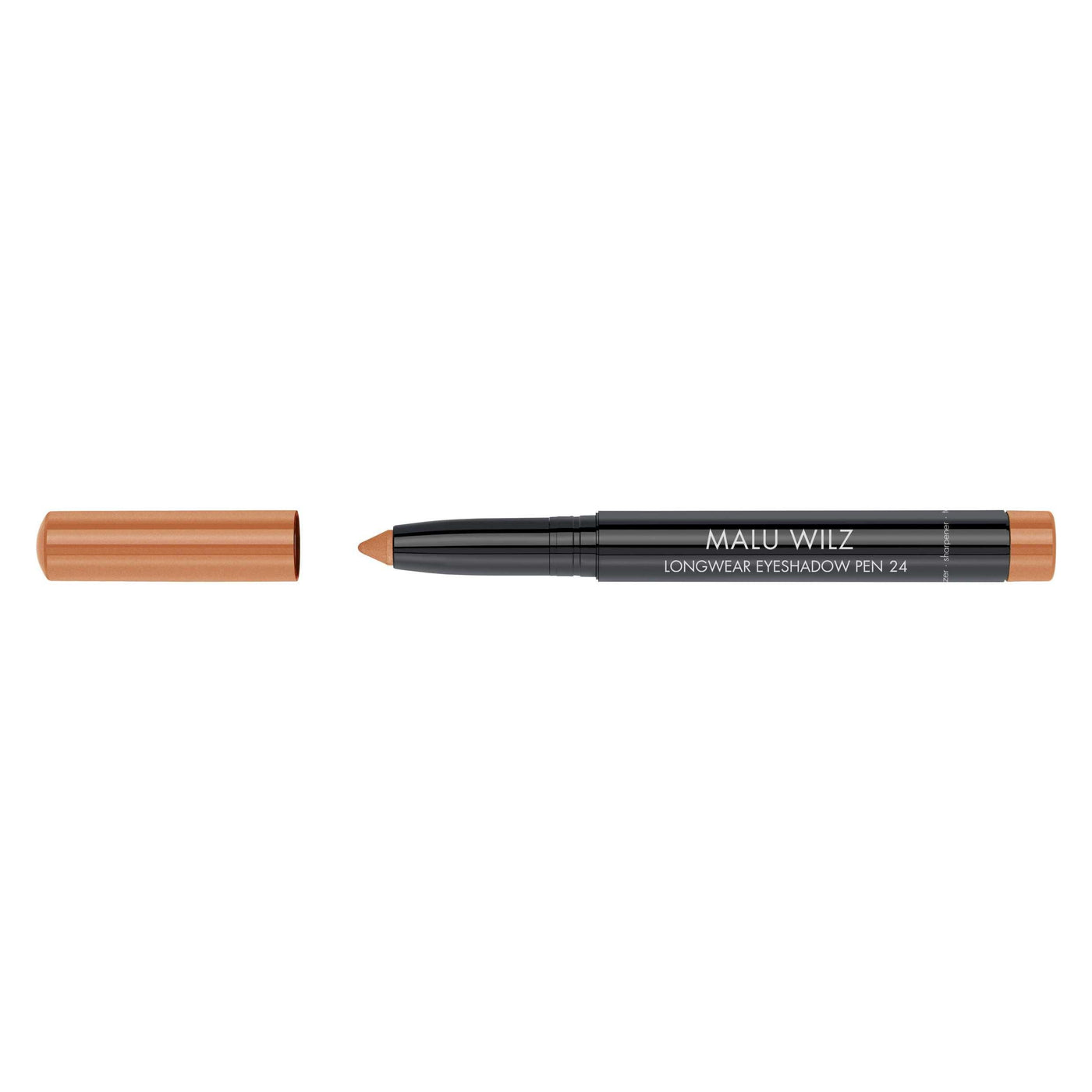 Malu Wilz Long-Lasting Eyeshadow Pen in shade 24, showcasing the pen design and its cap removed.