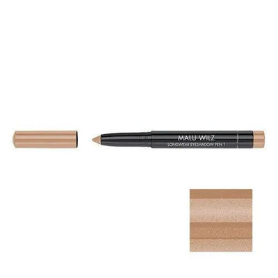 Malu Wilz Long-Lasting Eyeshadow Pen in a sleek design with swatches showcasing its creamy, blendable formula.