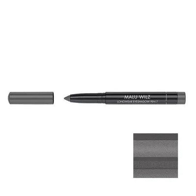 Malu Wilz Long-Lasting Eyeshadow Pen in black, positioned with cap removed, showcasing its sleek design and texture.