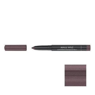 Malu Wilz Long-Lasting Eyeshadow Pen in dark brown shade with cap off, showcasing its creamy texture.