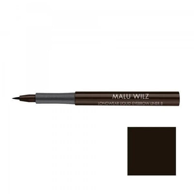Malu Wilz Long-Lasting Liquid Eyebrow Pencil in dark brown with a precision tip for defined eyebrows.