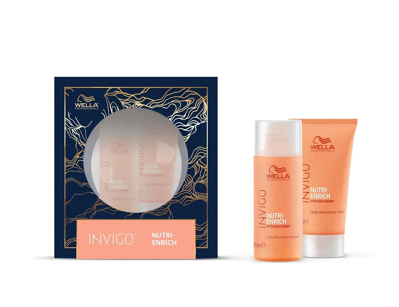 Mini Duo Invigo Nutri-Enrich set containing shampoo and mask for nourishing dry, brittle hair.