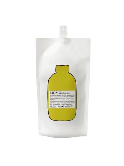 Momo Shampoo Refill pouch with yellow melon extract for intense hydration and moisture for dry hair.