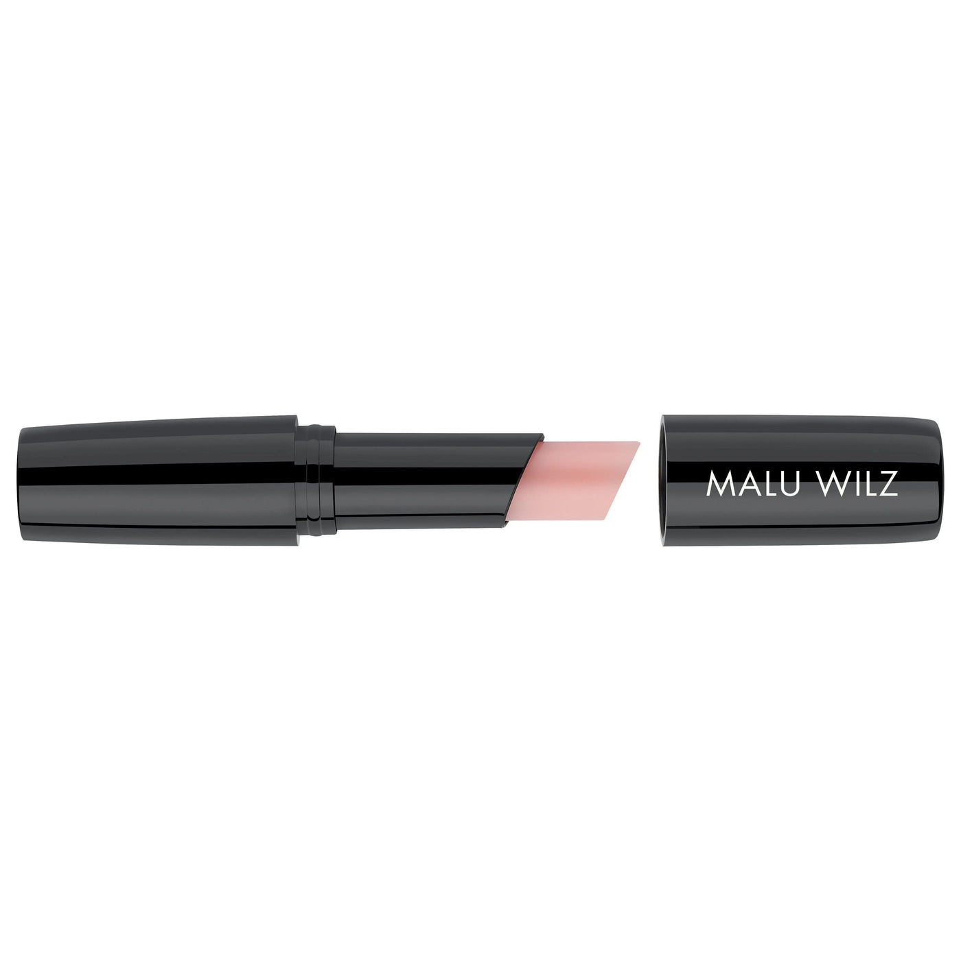 Malu Wilz Natural Intensifying Lip Balm in a sleek black tube, featuring a softly tinted balm for hydration and lip care.