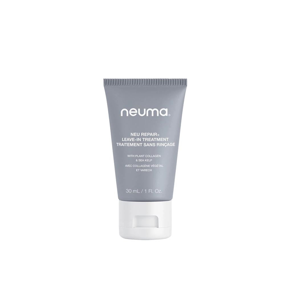 Neu Repair Leave-in Treatment tube, nourishing hair treatment with lemon and lavender aroma, 30mL packaging.