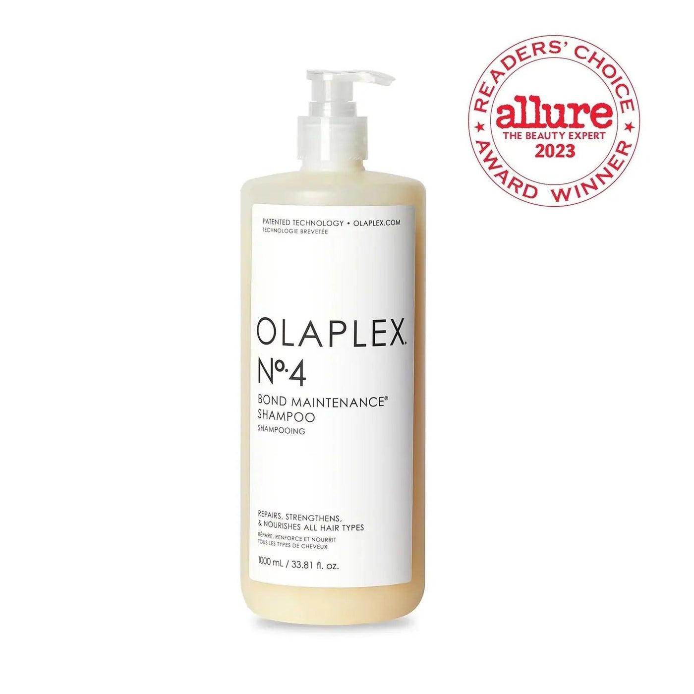 Olaplex Nº.4 Bond Maintenance Shampoo Liter, reparative shampoo for all hair types, strengthens and protects color-treated hair.