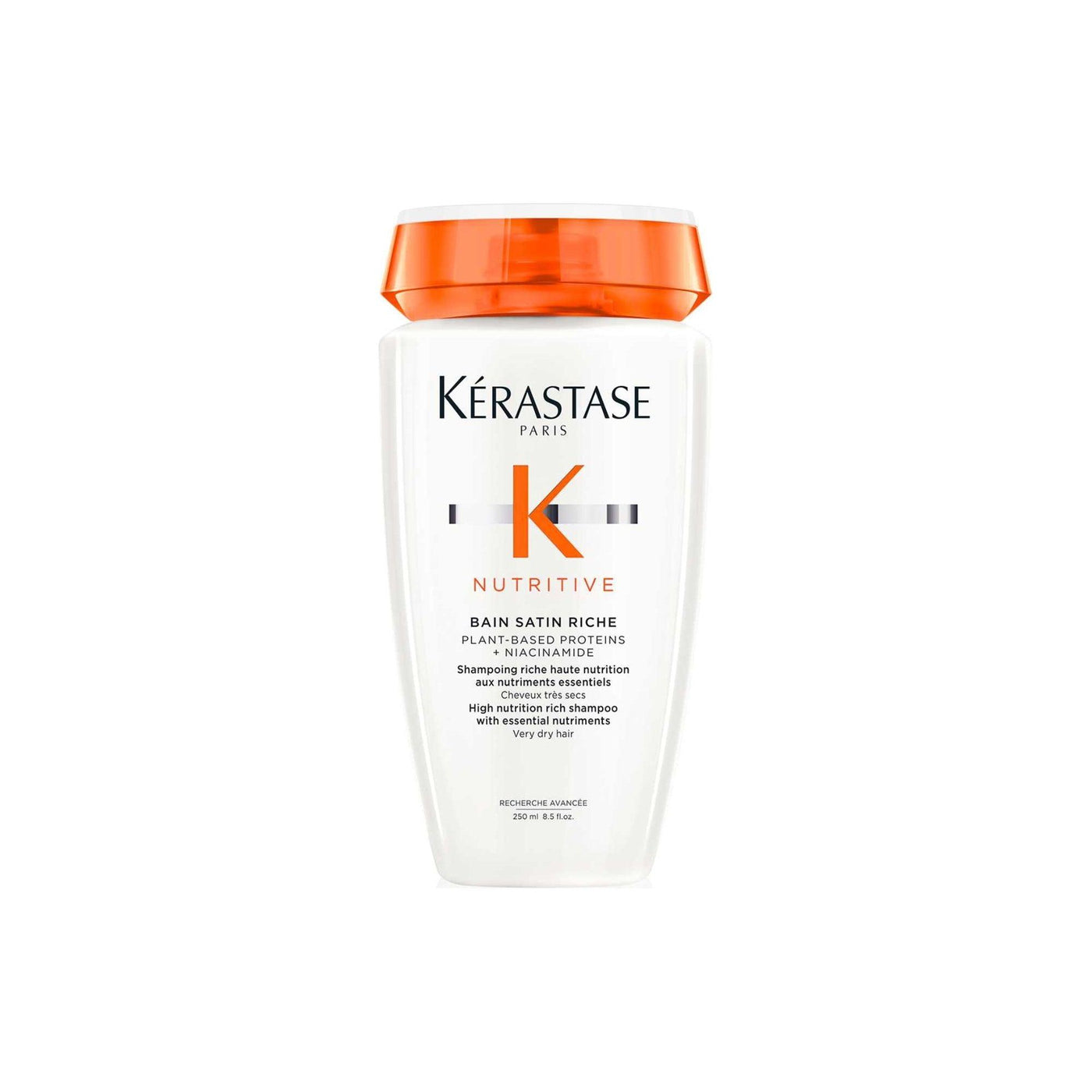 Kérastase Nutritive Bain Satin Riche Shampoo bottle for very dry hair, enriched with essential nutrients for hydration.