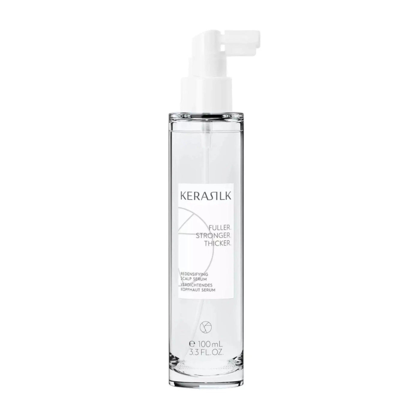 Kerasilk Fuller Stronger Thicker hair serum in a 100ml bottle, promoting thicker and fuller hair for all textures.