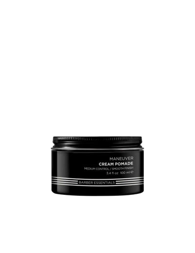 Redken Brews Maneuver Cream Pomade jar, 3.4 oz, ideal for men's versatile styling and flexible hold.