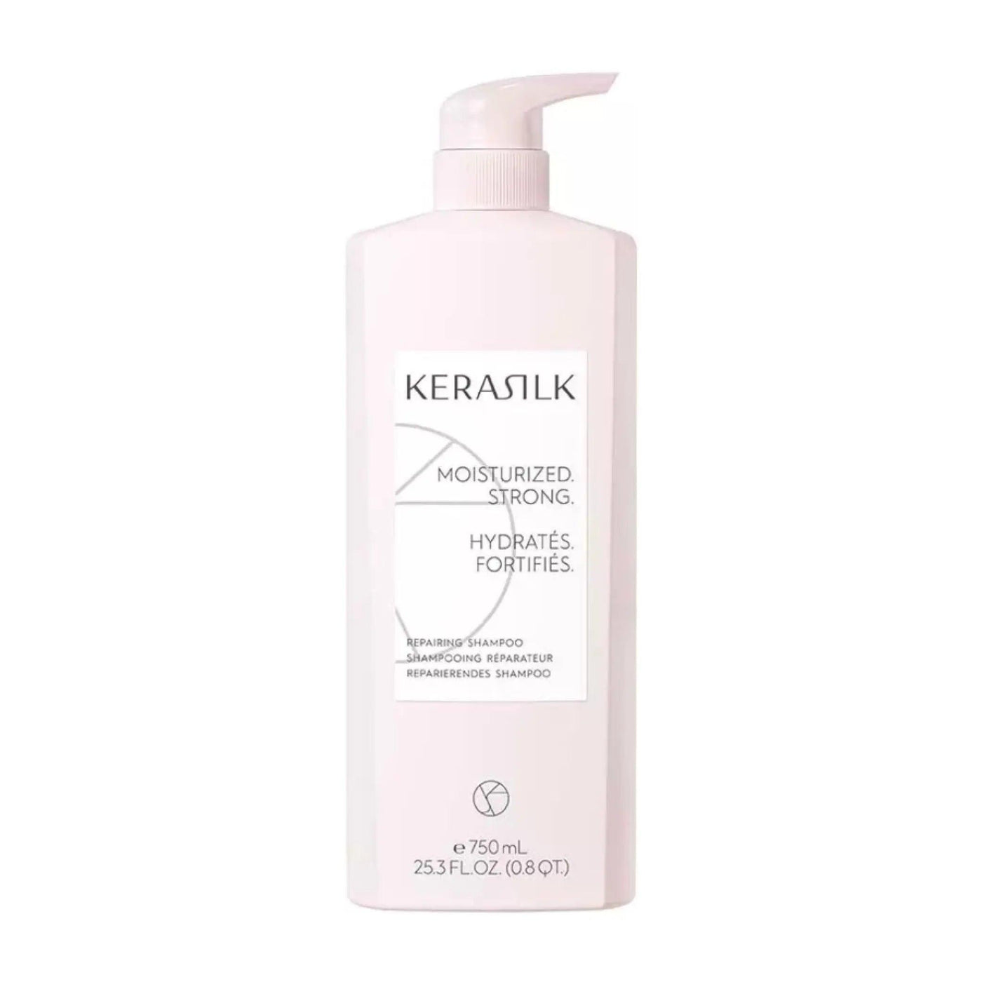 Kerasilk Reparing Shampoo bottle, 750ml, designed to hydrate and fortify damaged hair.