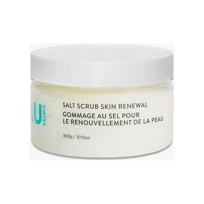 Skin Renewal Salt Scrub jar, 300g, designed for exfoliating and revitalizing skin health and beauty.
