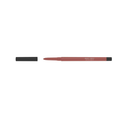 Malu Wilz Soft Lip Pencil in warm red shade with cap off, showcasing smooth texture for easy application.