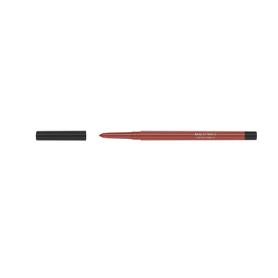 Malu Wilz Soft Lip Pencil in a warm shade, featuring a retractable design and black cap for versatile lip definition.
