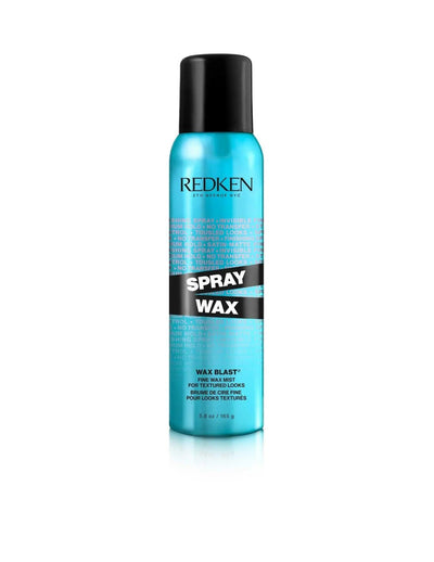Redken Spray Wax bottle for versatile styling and flexible hold, suitable for all hair types and textures.