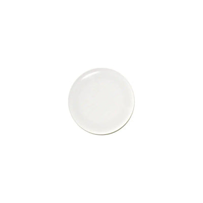 Small white ceramic plate on a plain background, perfect for serving appetizers or desserts.