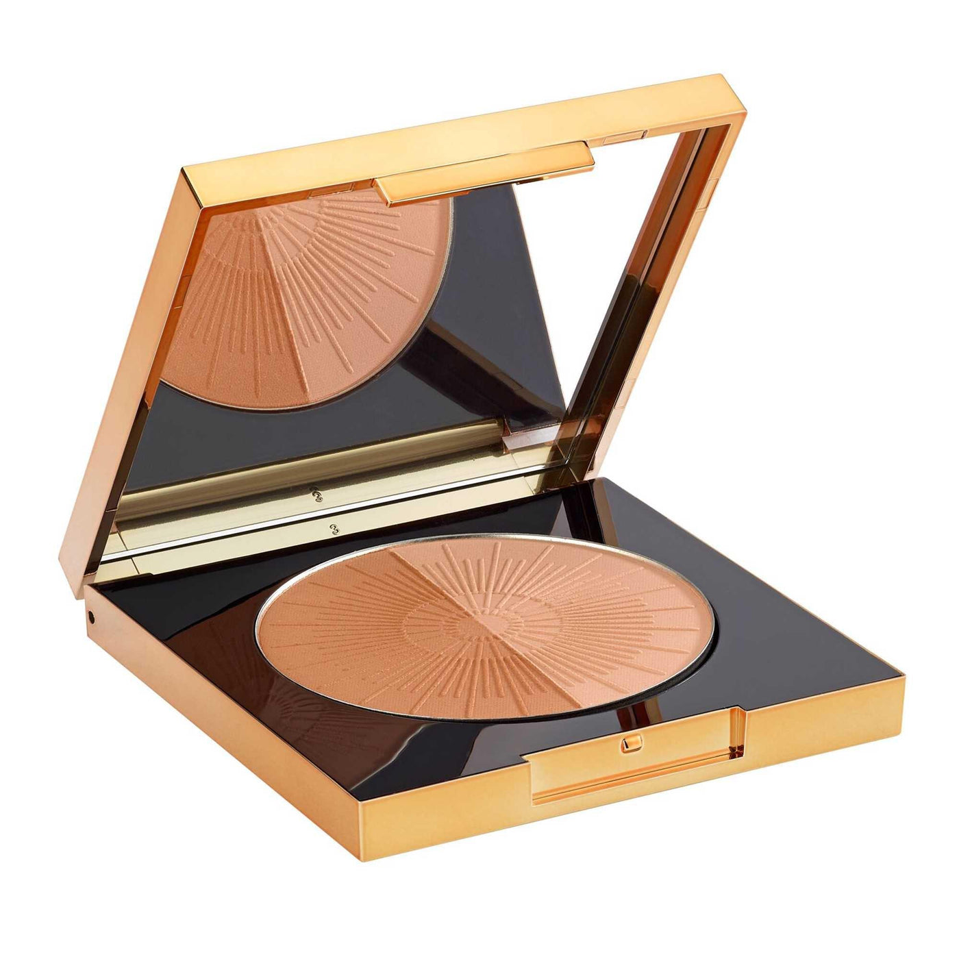 Malu Wilz Sunset Glow Bronzing Powder in elegant compact with mirror, offering a sun-kissed glow for the complexion.