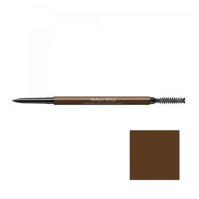 Malu Wilz Super Precision Eyebrow Pencil in brown shade with built-in spoolie for defined, natural-looking eyebrows.