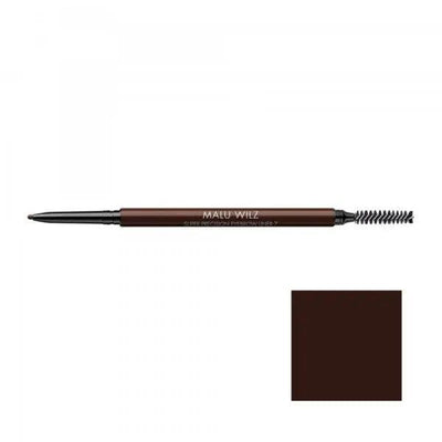 Malu Wilz Super Precision Eyebrow Pencil in brown with built-in spoolie for precise application. Ideal for natural-looking brows.