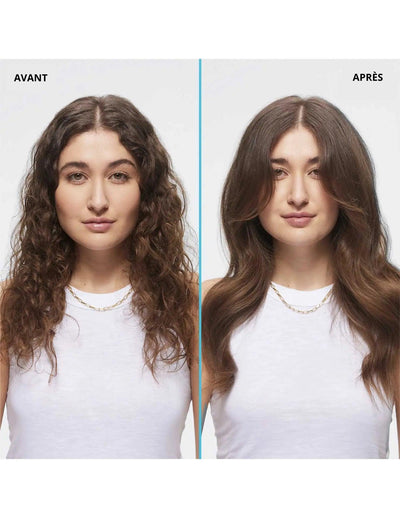 Before and after transformation showcasing the smooth, defined hairstyle achieved with Redken Texture Paste.