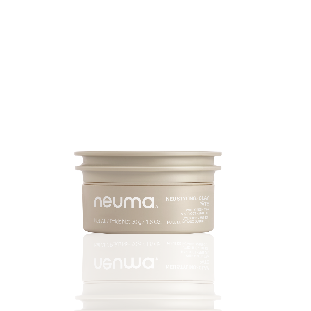 Neuma Styling Clay 50g jar for strong hold and texture, featuring lavender, mandarin, and vanilla aroma.