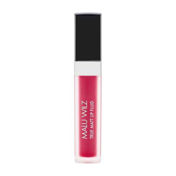 Malu Wilz True Matt Liquid Lipstick in bold pink packaging, showcasing intense color and matte finish in a 6ml tube.