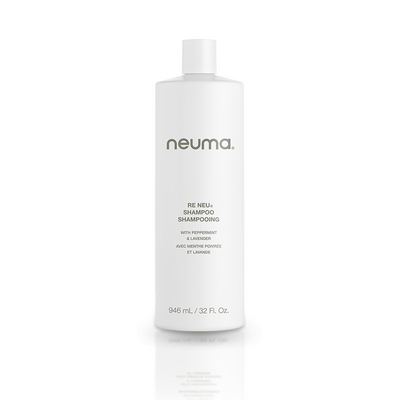 Re Neu Clarifying Shampoo bottle with peppermint and vanilla aroma, 946 mL, designed to cleanse and nourish hair and scalp.