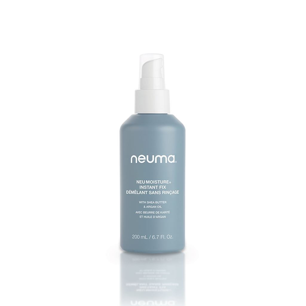 Neuma Neu Moisture Instant Fix spray bottle for detangling, nourishing, and hydrating hair with notes of lavender, mandarin, and vanilla.