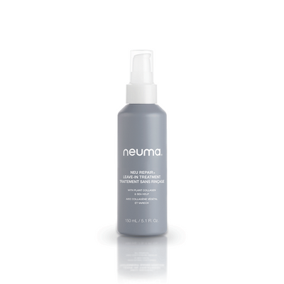 Neuma Neu Repair Leave-in Treatment bottle for nourishing and revitalizing damaged hair with lemon and lavender aroma.